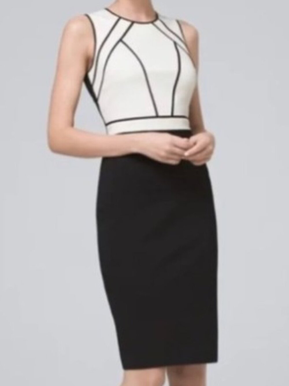 White House Black Market Graphic Bodice Colorblock Sheath Dress Size 2